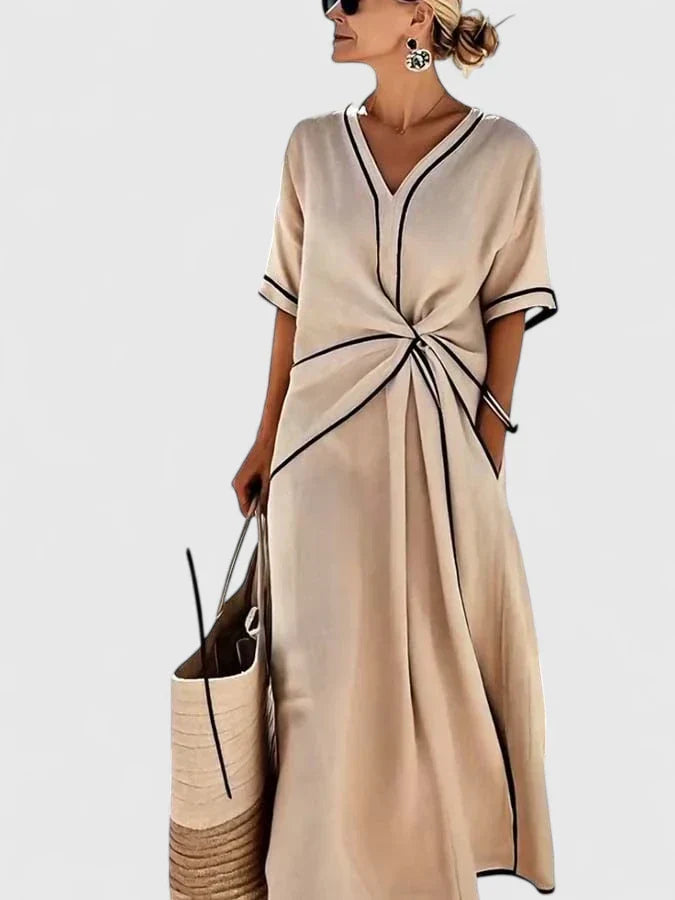 Trendiges Damen Sommerkleid, gestreiftes Midi-Kleid. Bequemes & elegantes Freizeitkleid für Damen in Regular Fit.
