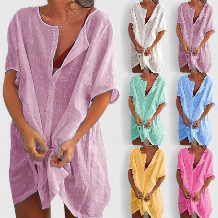 Lässiges Damen Tunika-Kleid, perfekt als Strandkleid oder elegantes Freizeitkleid für warme Tage.