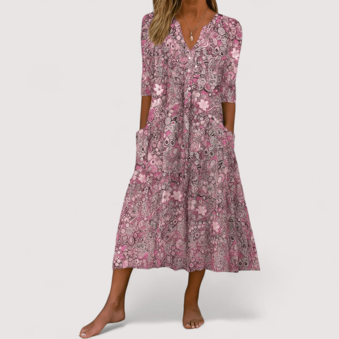 Modisches Damen V-Ausschnitt Kurzarmkleid, elegant & bequem. Vielseitig für Abende oder Freizeit.