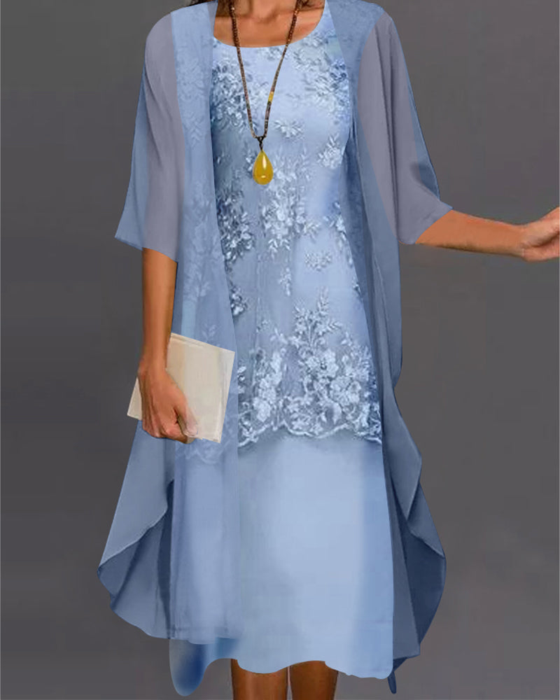 Elegantes Damen Zweiteiler Midikleid, festlich, ideal für Hochzeitsgäste & Abendveranstaltungen.
