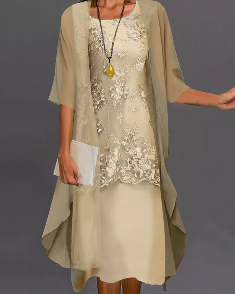 Festliches zweiteiliges Midikleid für Damen, perfekt für Hochzeiten, Partys & besondere Events.