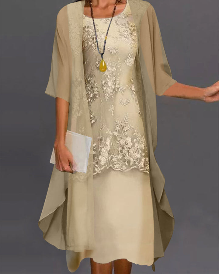 Festliches zweiteiliges Midikleid für Damen, perfekt für Hochzeiten, Partys & besondere Events.