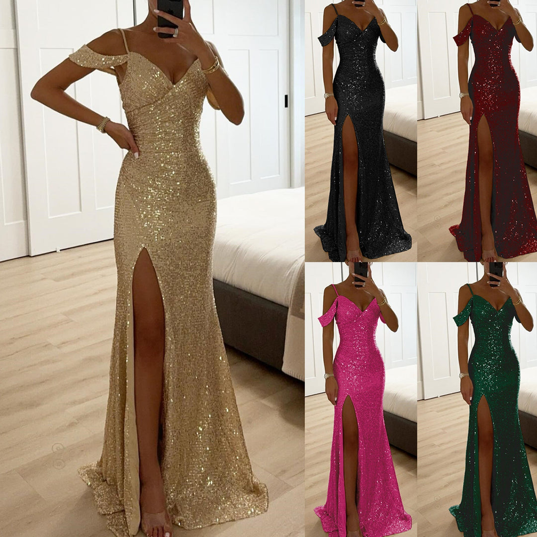 Elegantes figurbetontes Damen Abendkleid mit hohem Schlitz für besondere Anlässe, wie Gala oder Hochzeit.