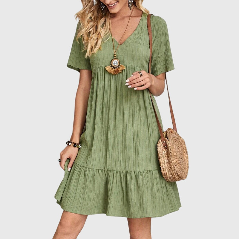 Stylisches Damen Strandkleid als luftiges Sommer Midikleid mit lockerer Passform, ideal für warme Tage.