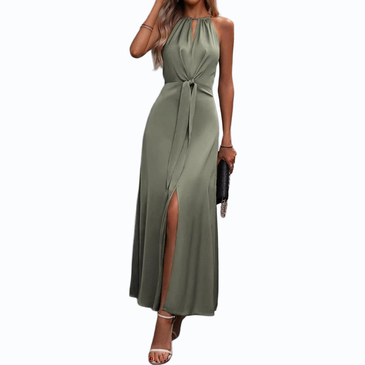 Formelles Damen Maxikleid in elegantem Grün. Fließendes Sommerkleid, ideal für Hochzeitsgäste und Abendveranstaltungen.