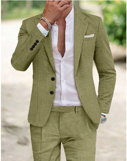 Elegantes grünes Herren Anzug Einreiher-Sakko. Perfekt für Business, Hochzeit und festliche Anlässe. Ganzjährig tragbar.