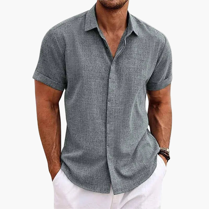 Elegantes Herren Kurzarmhemd mit Knopfleiste für modernen Business Casual Sommer-Look.