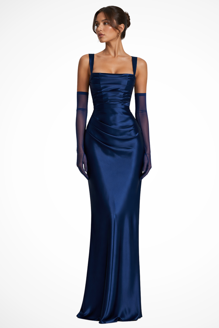 Schickes Damen Partykleid, langes festliches Maxikleid mit Square Neck für besondere Anlässe.