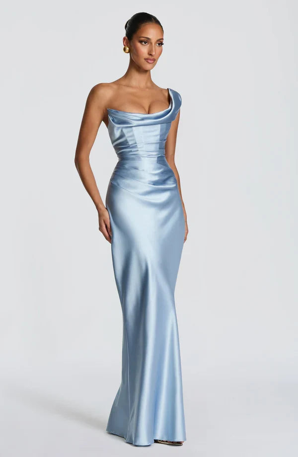 Einzigartiges One Shoulder Frauenkleid, elegantes Maxikleid für besondere Anlässe und Feiern.