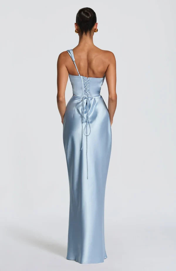 Sophistiziertes One Shoulder Abendkleid, Damen Maxikleid für einen stilvollen Auftritt.