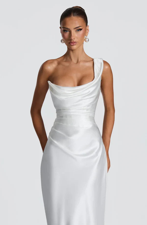Festliches One Shoulder Abendkleid, Damen Maxikleid für Eleganz und eine stilvolle Party.