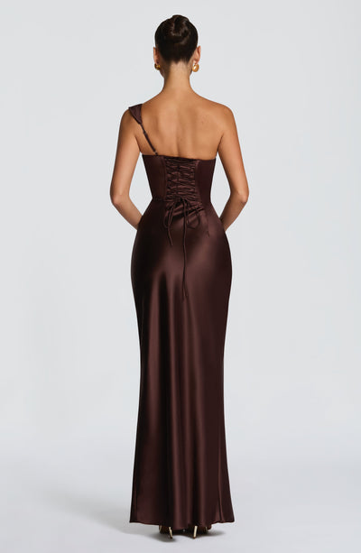 Schickes One Shoulder Damenkleid, elegantes Maxikleid für festliche Anlässe.