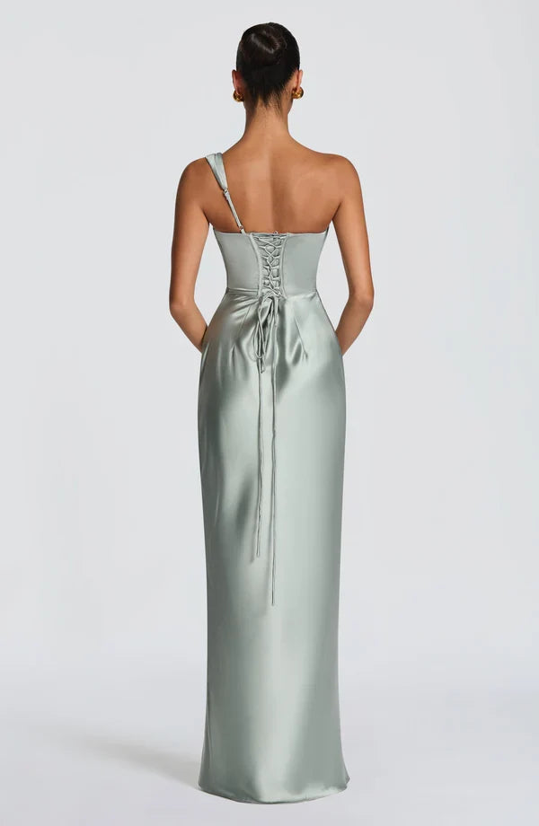 Wunderschönes One Shoulder Maxikleid, festliches Damen Abendkleid für besondere Feiern.