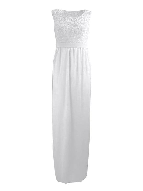 Schickes, festliches Damen Midi-Kleid mit Rundhalsausschnitt und Gürtel, perfekt für Hochzeitsgäste und Partys.