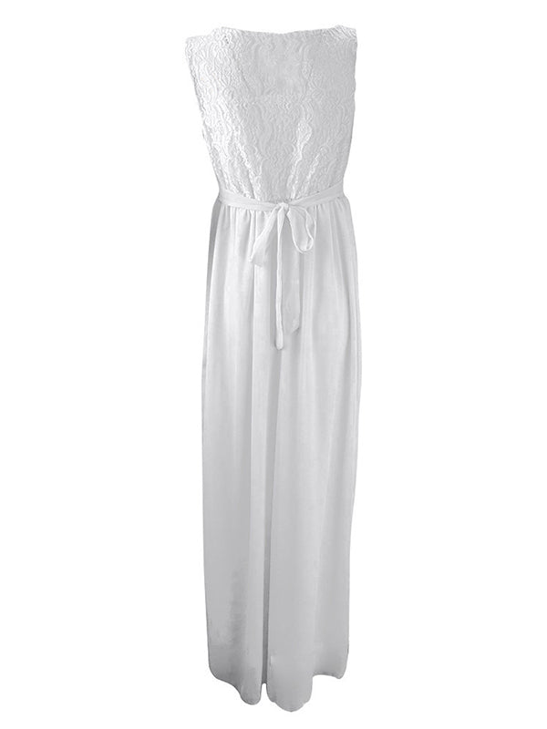 Modernes, ärmelloses Sommerkleid für Damen mit elegantem Gürtel, Rundhals und bequemer Midi-Passform für Events.