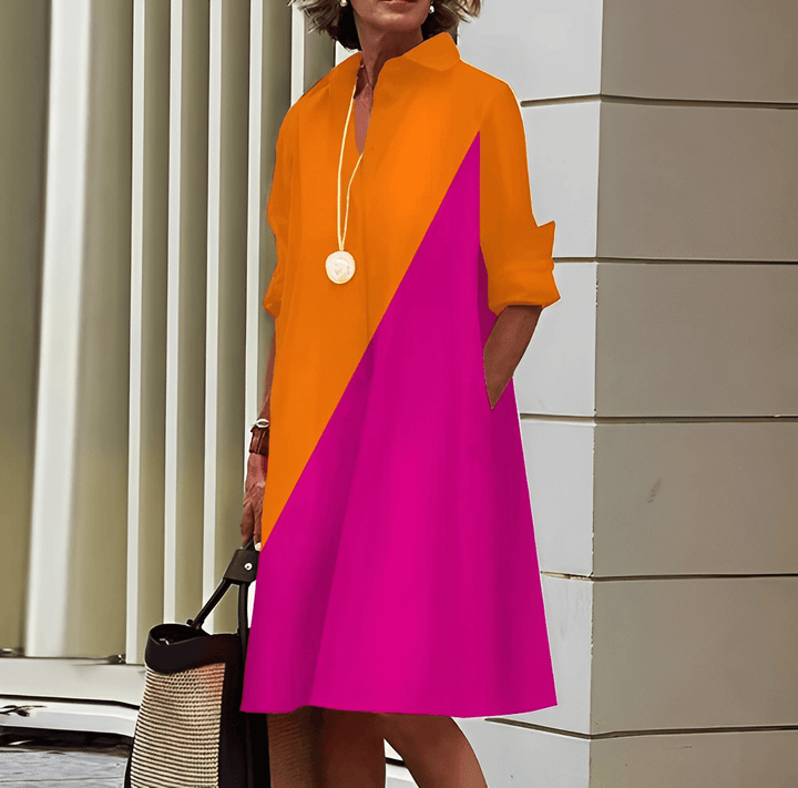 Elegantes Damen Herbstkleid mit Kragen. Stilvolles Langarm Shirtdress, perfekt für Business Casual und kühle Tage.
