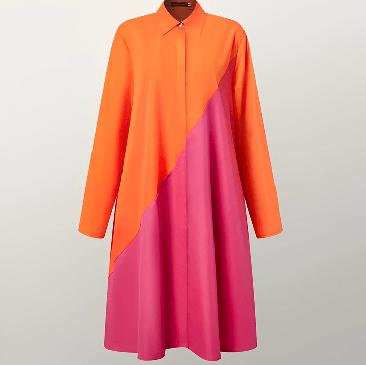 Damen Langarmkleid, elegantes Herbst Shirtdress mit Kragen. Feminin und stilvoll für Business Casual Anlässe.