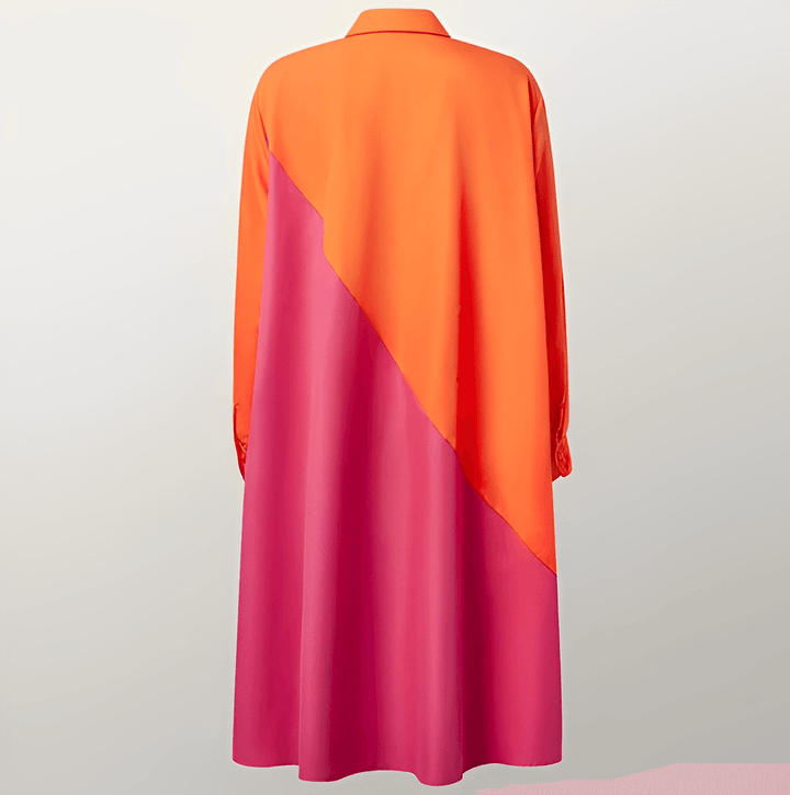 Modernes Damen Shirtdress mit elegantem Kragen, Langarm. Bequemes Herbstkleid für Freizeit und Übergang.
