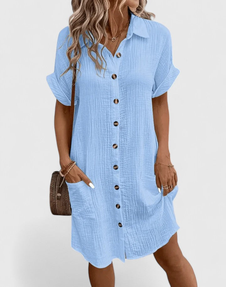 Luftiges Damen Sommer Midi-Kleid, perfekt für heiße Tage. Ein bequemes Freizeitkleid im Relaxed Fit.