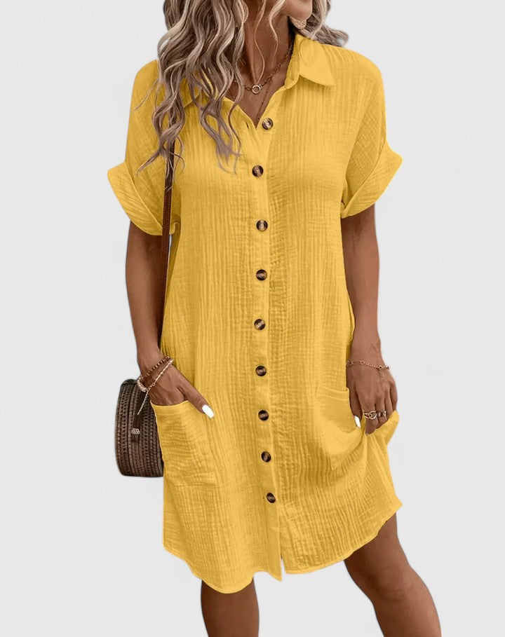 Bequemes Damen Midi-Kleid im Relaxed Fit, ideal als Freizeitkleid oder elegantes Sommerkleid.
