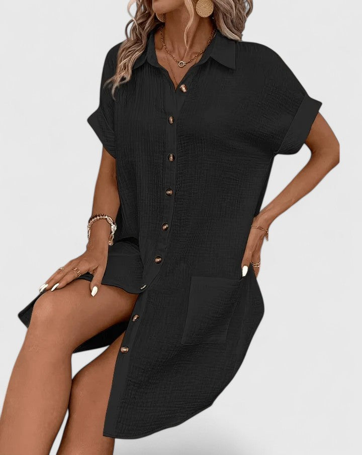 Vielseitiges Damen Sommerkleid in Midi-Länge, perfekt für Frühling & Sommer. Ein elegantes Alltagskleid.