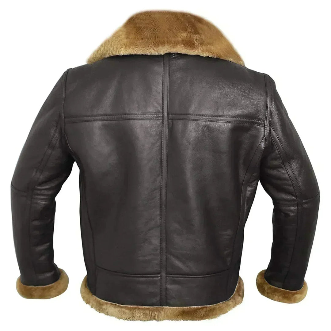 Stilvolle dunkelbraune Pilotenjacke für Herren mit Gürtel, Regular Fit, bietet optimalen Kälteschutz.