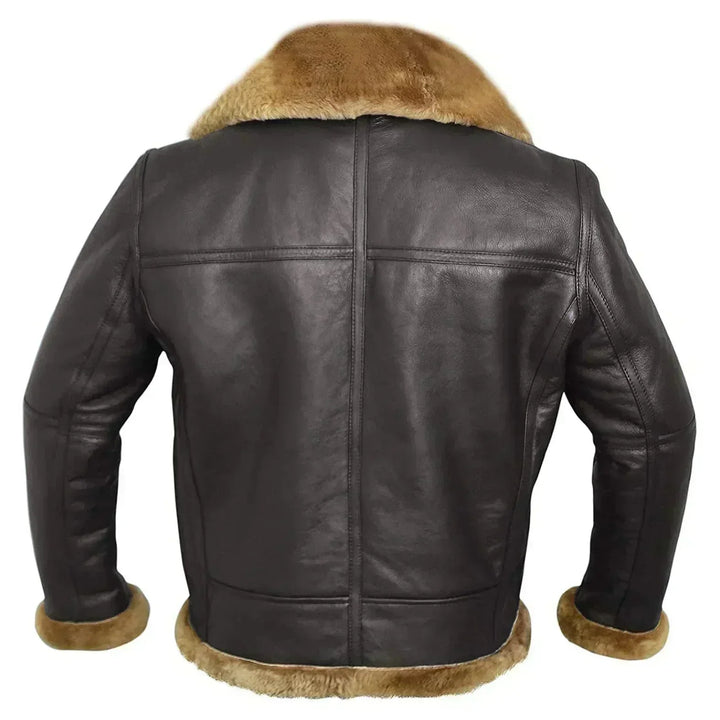 Stilvolle dunkelbraune Pilotenjacke für Herren mit Gürtel, Regular Fit, bietet optimalen Kälteschutz.