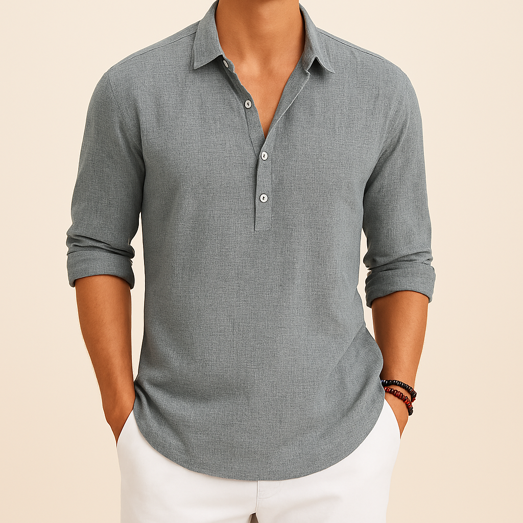 Herren Henley Langarm Poloshirt, perfekt für den Übergang. Bequemes, langärmliges Oberteil für jeden Anlass.