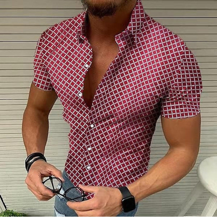 Weißes Zarofia Herren Kurzarm Freizeithemd, Slim Fit, modern für Sommer & Alltag.
