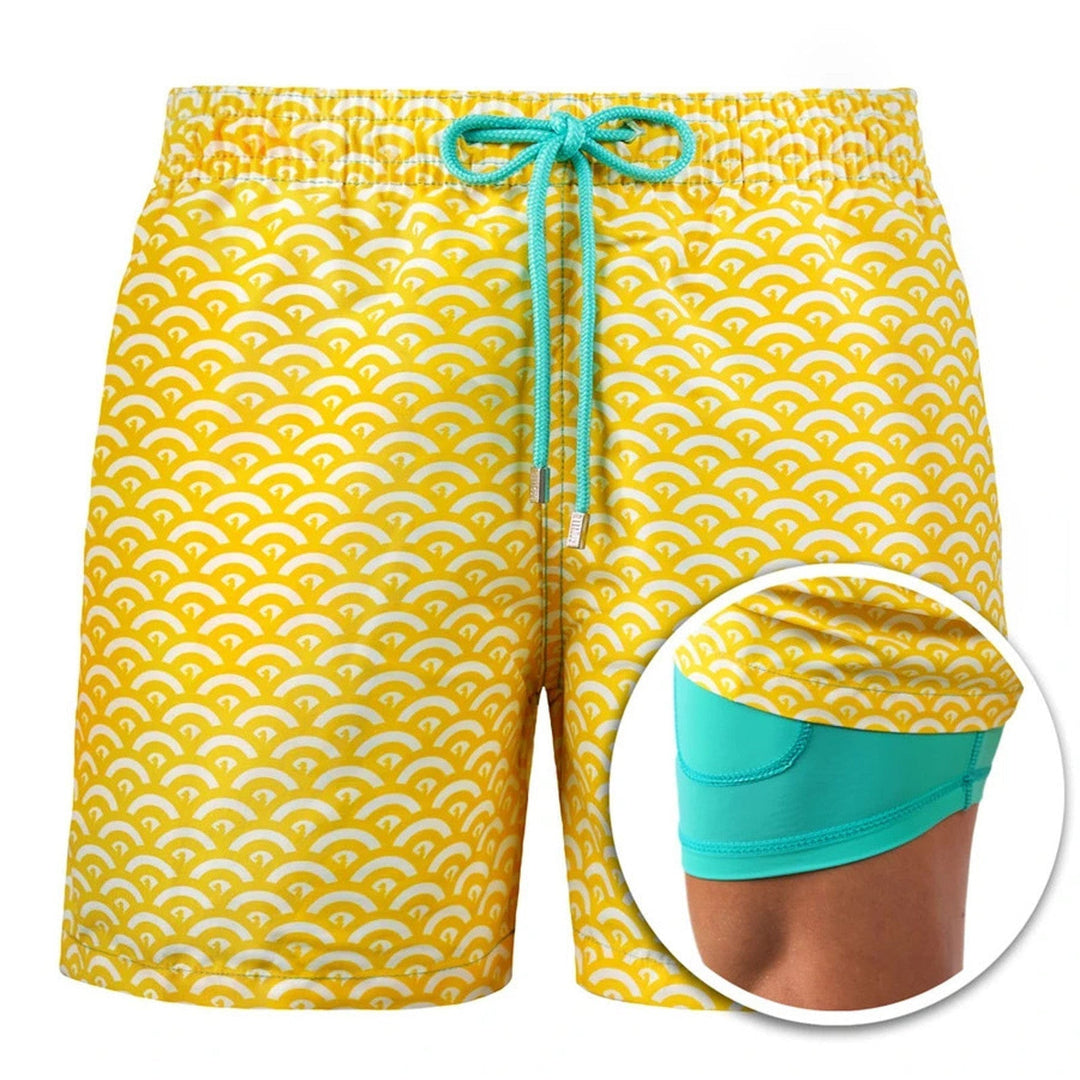 Herren Regular Fit Strandshorts, doppel-layer. Moderne kurze Hosen für Sommer und Freizeitmode.