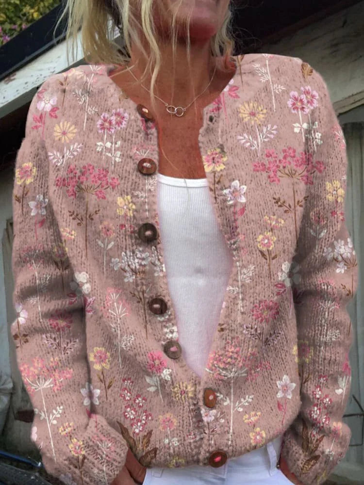 Stilvolles Damen Oberteil: Bequemer Cardigan mit elegantem Muster, ideal für Büro und Freizeit.