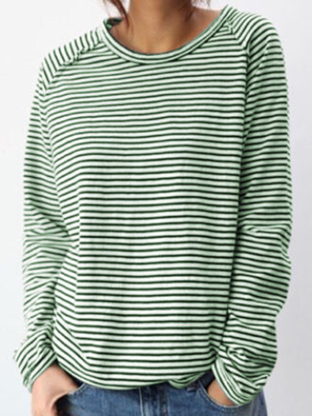 Modisches Damen Longsleeve gestreift, bequemes Rundhals-Langarmshirt für modebewusste Frauen.