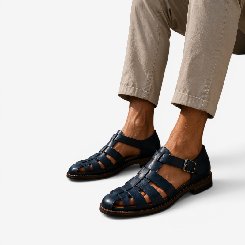 Herren Sandalen aus strapazierfähigem Material, ideal als Sommerschuhe. Offene, bequeme Freizeitsandalen für lange Spaziergänge.