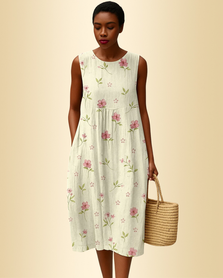 Fließendes, gemustertes Damenkleid mit lockerer Passform; perfekt für Sommer und Freizeit, bequem und elegant.