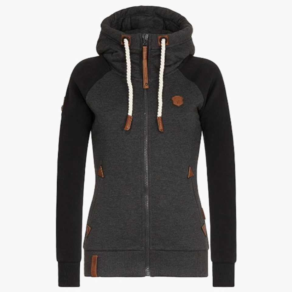 Bequeme Damen Kapuzenjacke mit Reißverschluss für Freizeit, Alltag & Outdoor. Ideal als Übergangsjacke im Herbst.