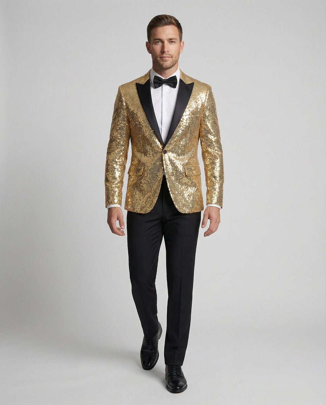 Glänzender Herren Gold Pailletten Blazer für den perfekten Auftritt bei Hochzeit, Party oder Gala. Abend Sakko.