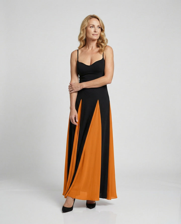 Damen Sommerkleid oder Abendkleid, bodenlang mit hohem Beinschlitz, sehr elegant und bequem.