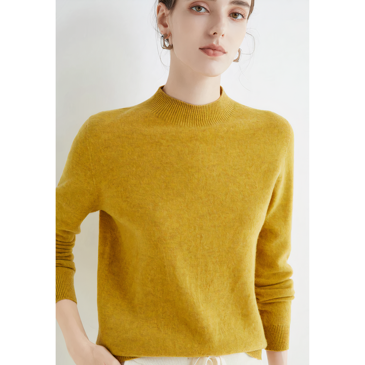 Trendiger Damen Herbstpullover mit Halbkragen. Ein Must-have für modebewusste Frauen im Herbst.