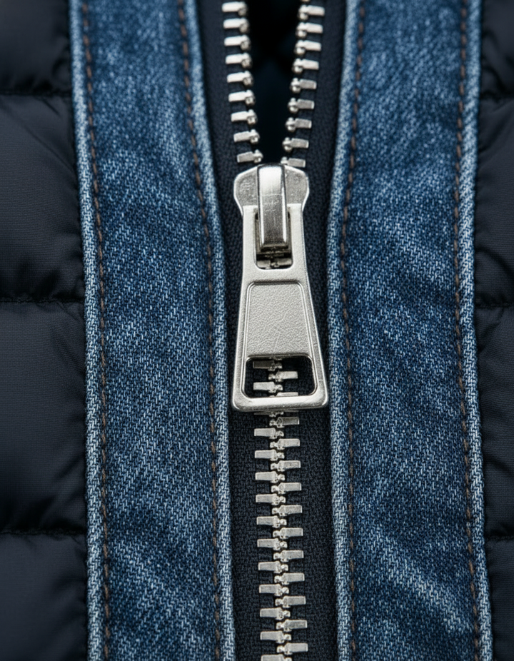 Gesteppte blaue Herren Herbstjacke im Vintage-Stil, vielseitige Hybridjacke für casual Outdoor-Looks.