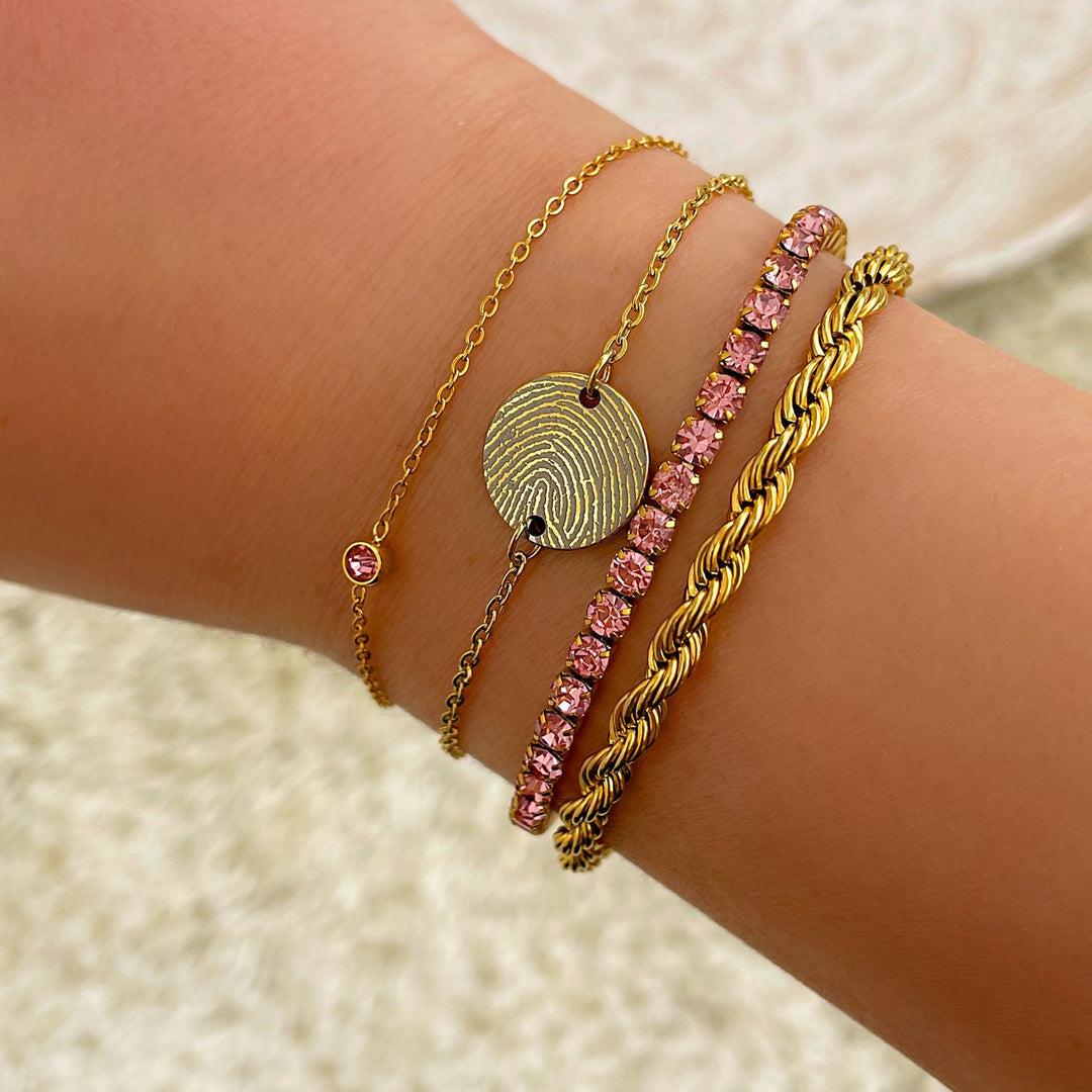 Stilvolles Damen Geburtsstein-Armband, runder Edelstein, modebewusst.