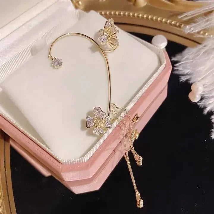 Glamouröses Schmetterlings-Accessoire, funkelnde Ohrmanschette mit Zirkonia für Damen, kein Piercing.