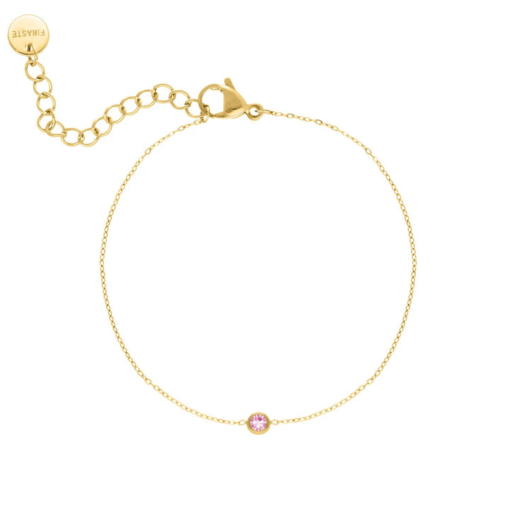 Modernes Damen Geburtsstein-Armband mit glänzendem runden Edelstein.