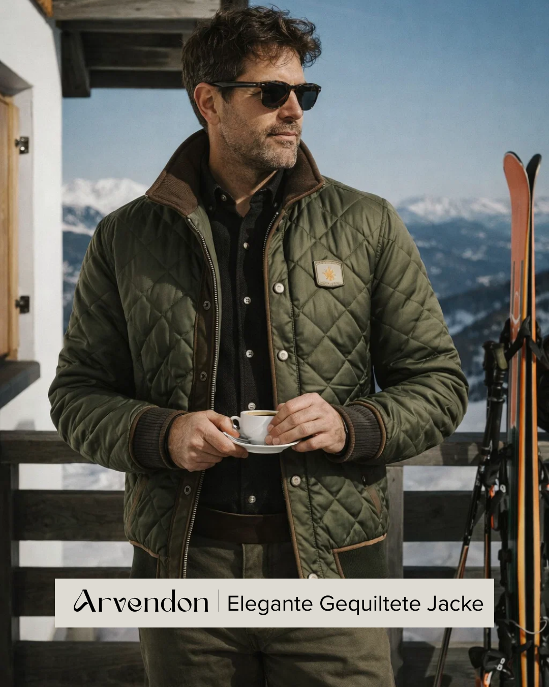 Stilvolle grüne Herren Pufferjacke mit Steppung. Elegant & bequem für Herrenmode.