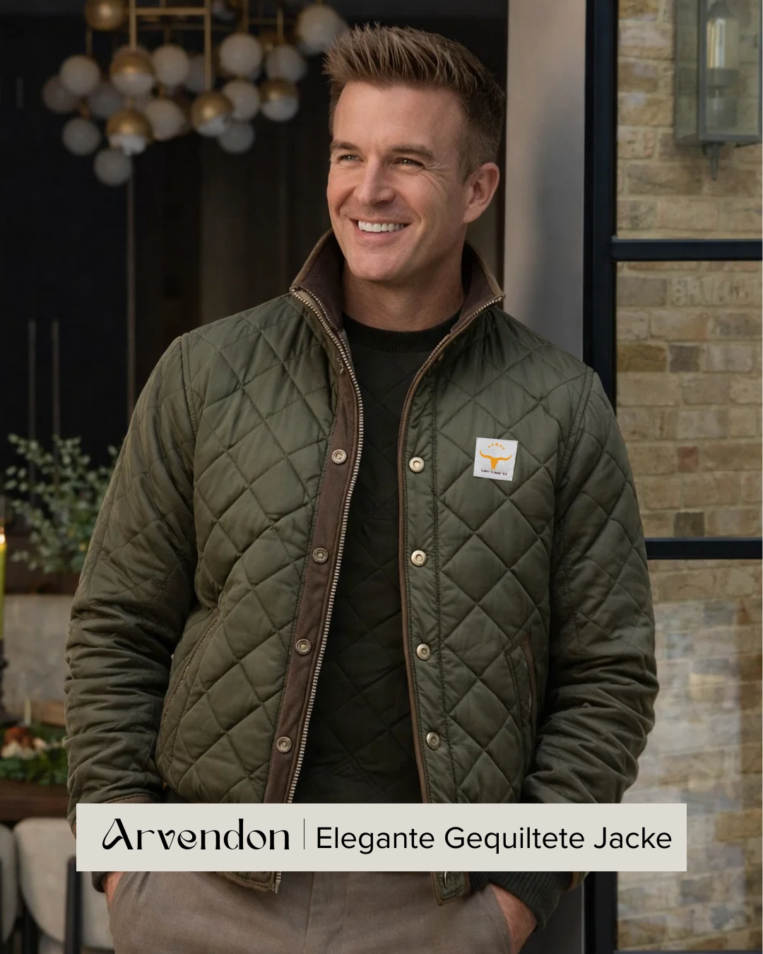 Outdoor-taugliche, robuste Herren Steppjacke in Grün. Warme Pufferjacke für Winter & Freizeit.