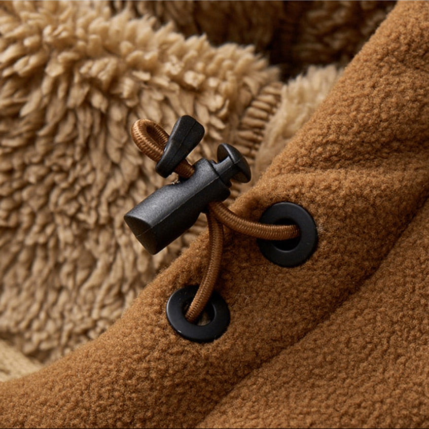 Hochwertige Herren Winterjacke, blau, mit warmer Kapuze & robustem Reißverschluss, gemütlich.