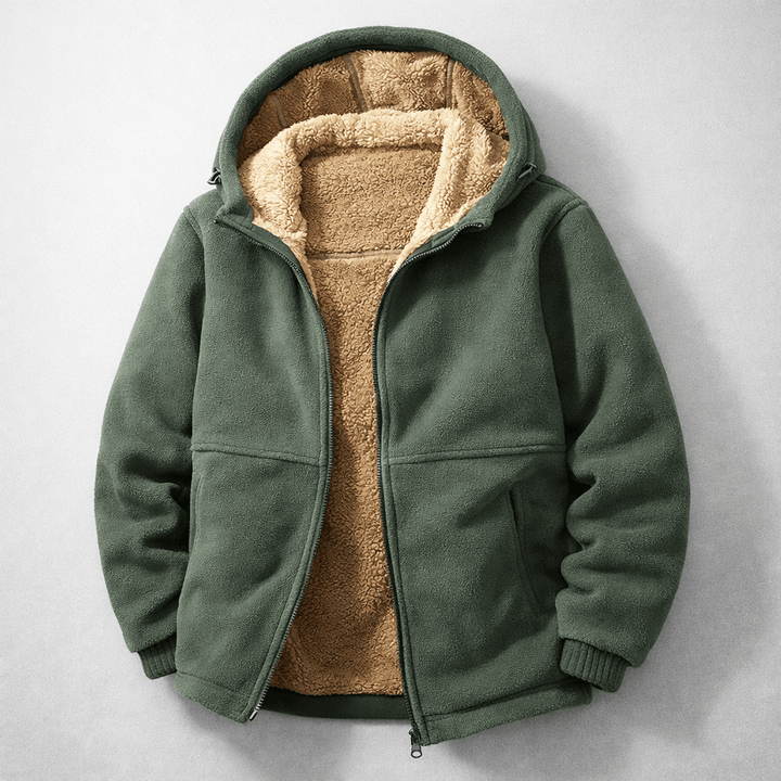 Schützende Herren Winterjacke, grün, warm und wetterfest gegen Kälte, Wind und Niederschlag.
