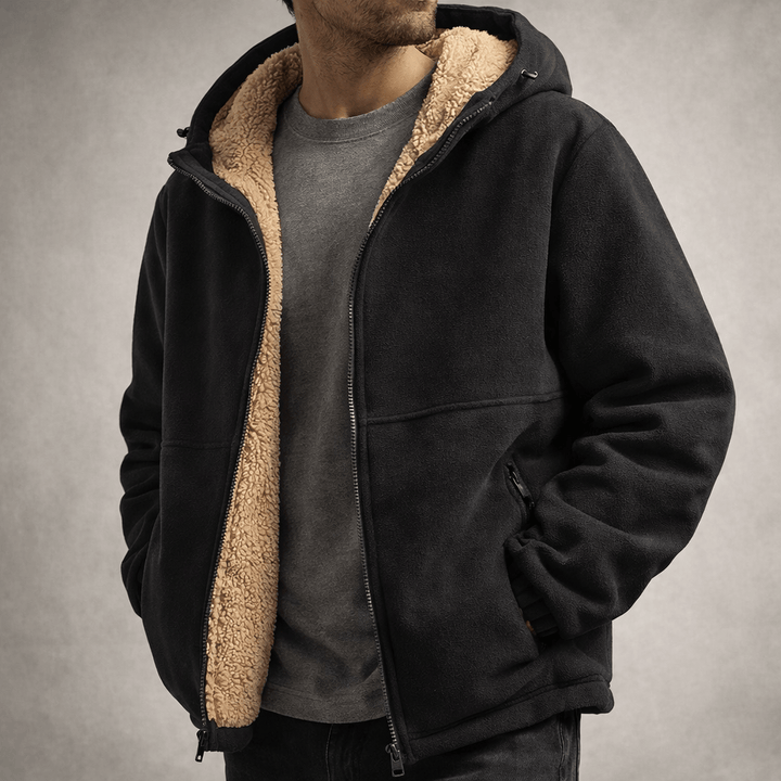 Premium Herren Winterjacke, blau, gemütlich, wetterfest, mit praktischer Kapuze und hohem Komfort.