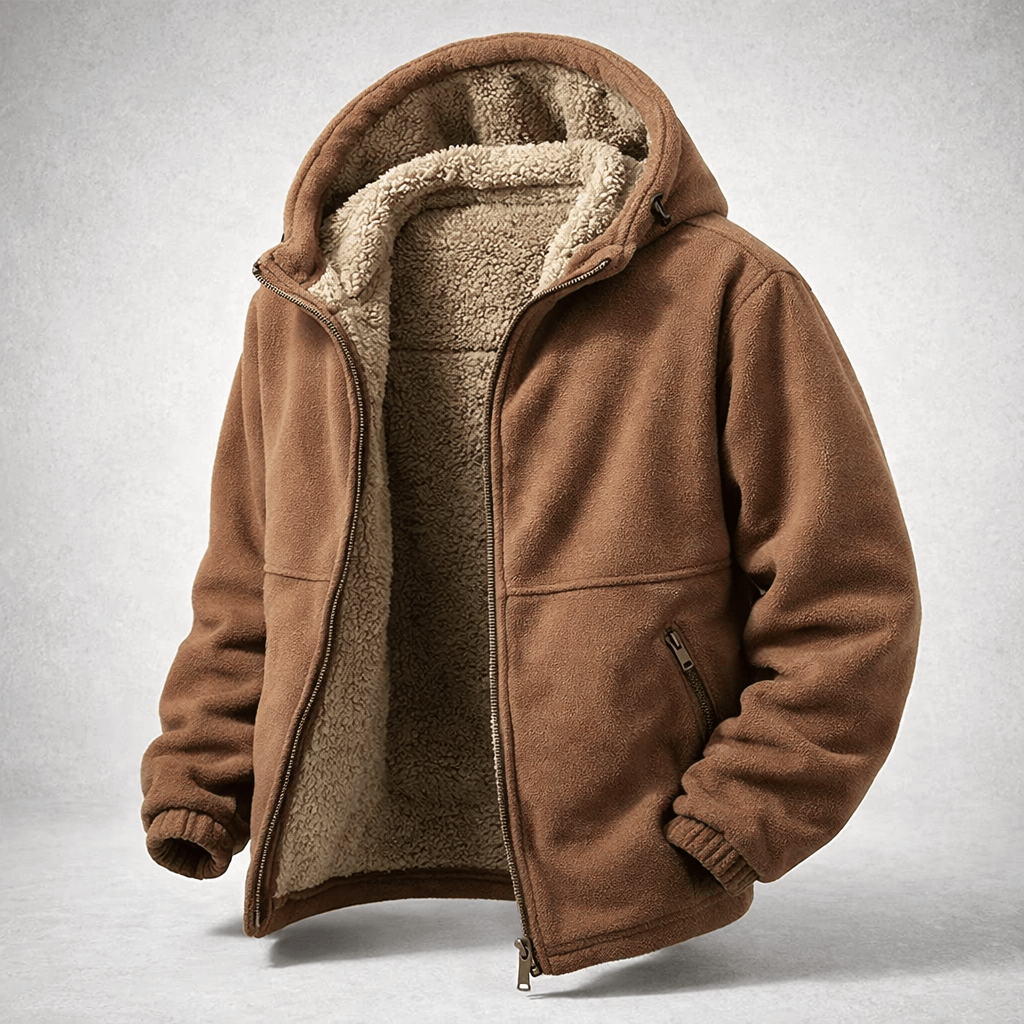 Besonders warme Herren Winterjacke, schwarz, mit Reißverschluss, gemütlich und wetterfest.