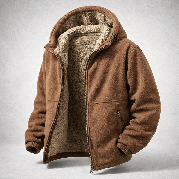 Besonders warme Herren Winterjacke, schwarz, mit Reißverschluss, gemütlich und wetterfest.