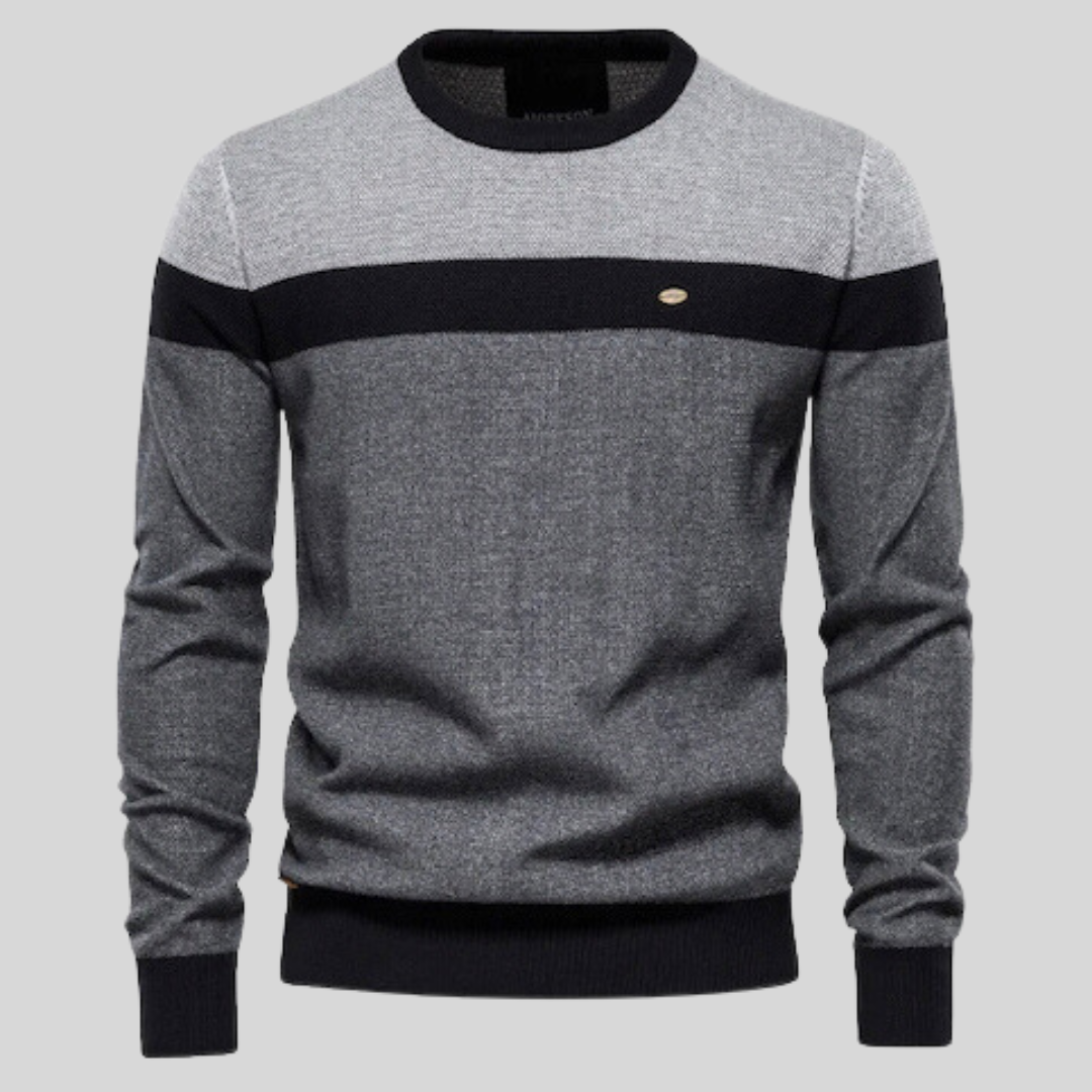Dunkelgrauer Herren Langarm Pullover, Rundhals. Bequemer Regular Fit Strickpullover für Freizeit & Alltag, vielseitig.